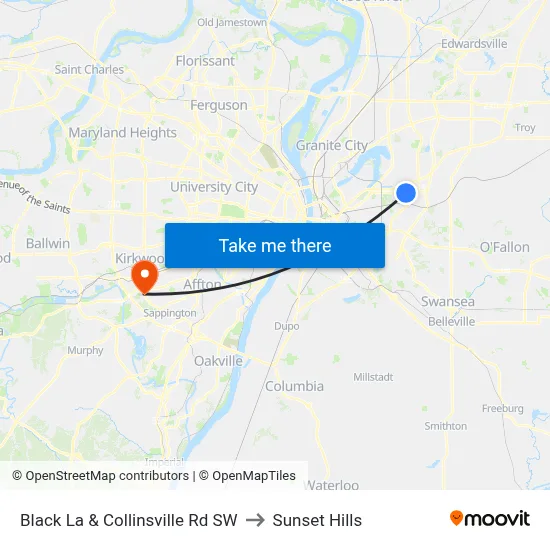 Black La & Collinsville Rd SW to Sunset Hills map