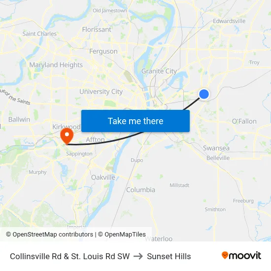 Collinsville Rd & St. Louis Rd SW to Sunset Hills map