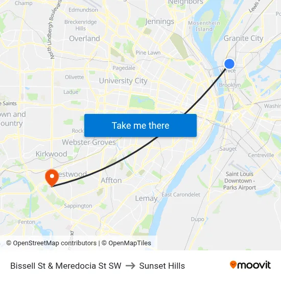 Bissell St & Meredocia St SW to Sunset Hills map