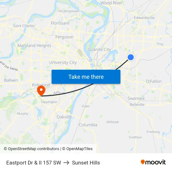 Eastport Dr & Il 157 SW to Sunset Hills map