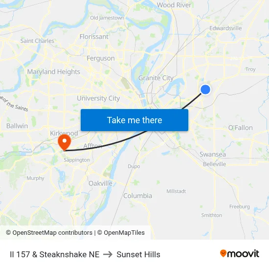 Il 157 & Steaknshake NE to Sunset Hills map