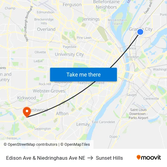 Edison Ave & Niedringhaus Ave NE to Sunset Hills map