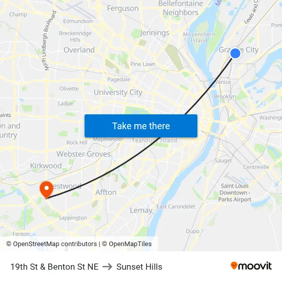 19th St & Benton St NE to Sunset Hills map