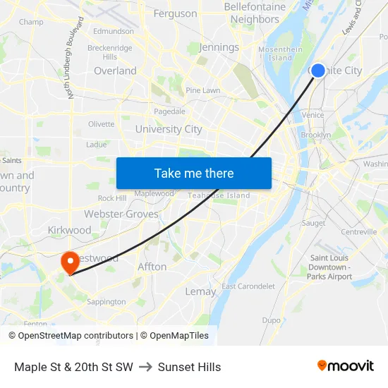 Maple St & 20th St SW to Sunset Hills map