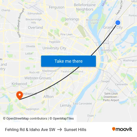 Fehling Rd & Idaho Ave SW to Sunset Hills map