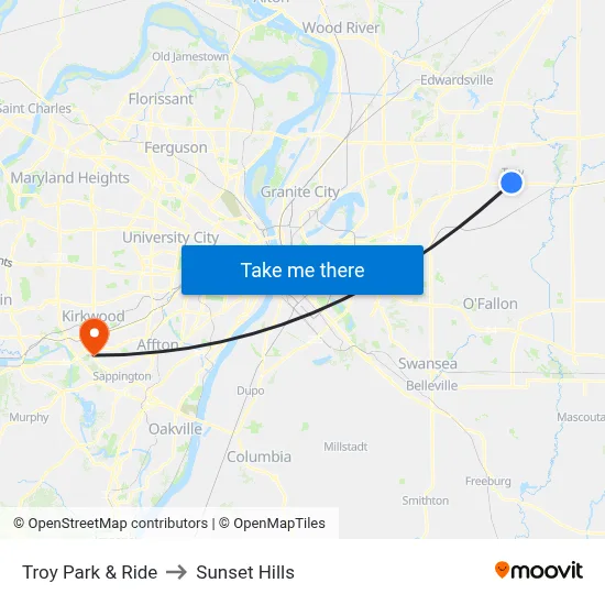Troy Park & Ride to Sunset Hills map