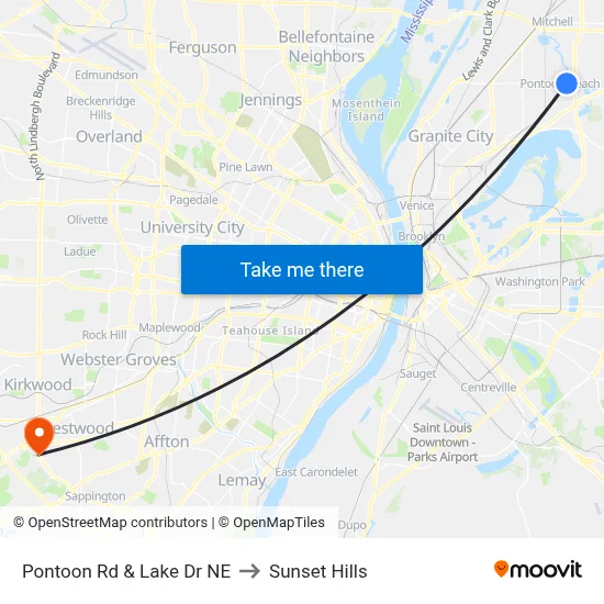 Pontoon Rd & Lake Dr NE to Sunset Hills map