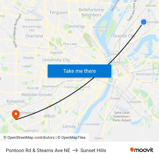 Pontoon Rd & Stearns Ave NE to Sunset Hills map
