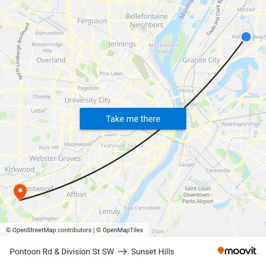 Pontoon Rd & Division St SW to Sunset Hills map