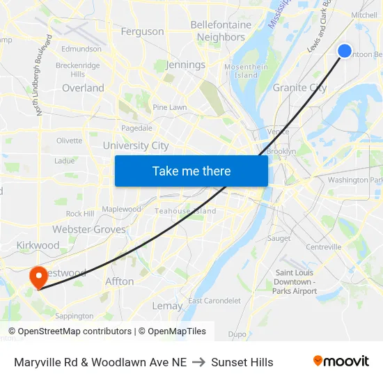 Maryville Rd & Woodlawn Ave NE to Sunset Hills map