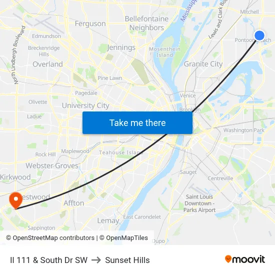 Il 111 & South Dr SW to Sunset Hills map