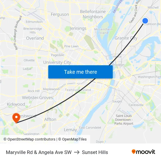 Maryville Rd & Angela Ave SW to Sunset Hills map