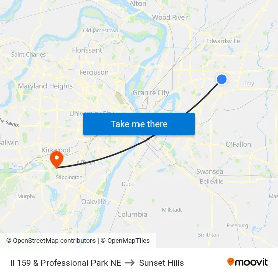 Il 159 & Professional Park NE to Sunset Hills map