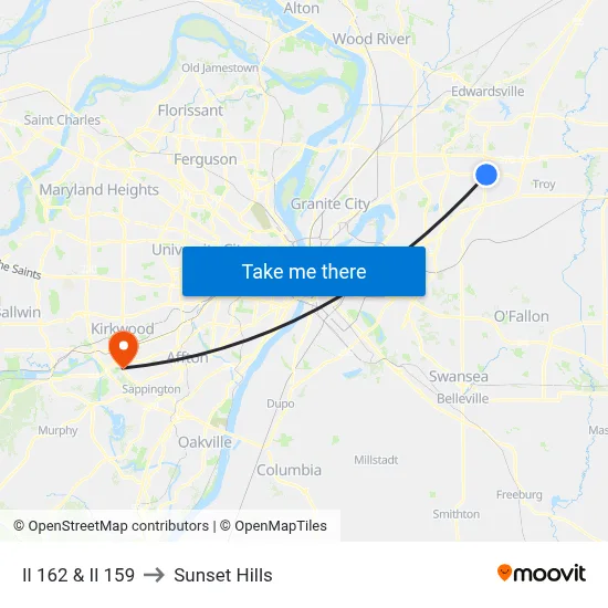 Il 162 & Il 159 to Sunset Hills map
