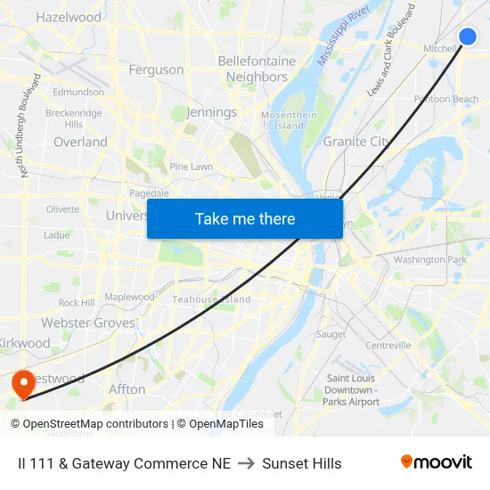 Il 111 & Gateway Commerce NE to Sunset Hills map