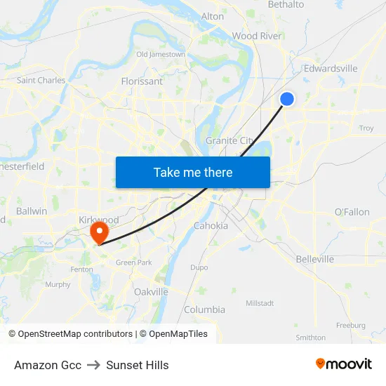 Amazon Gcc to Sunset Hills map