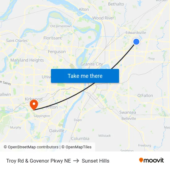 Troy Rd & Govenor Pkwy NE to Sunset Hills map