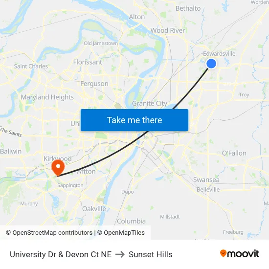 University Dr & Devon Ct NE to Sunset Hills map