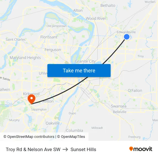 Troy Rd & Nelson Ave SW to Sunset Hills map