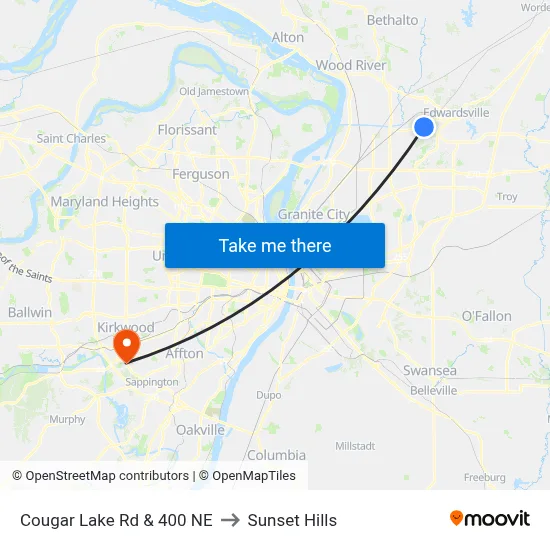 Cougar Lake Rd & 400 NE to Sunset Hills map