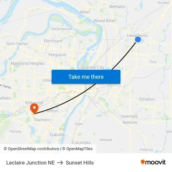 Leclaire Junction NE to Sunset Hills map
