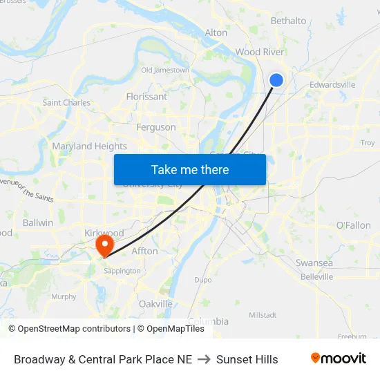 Broadway & Central Park Place NE to Sunset Hills map