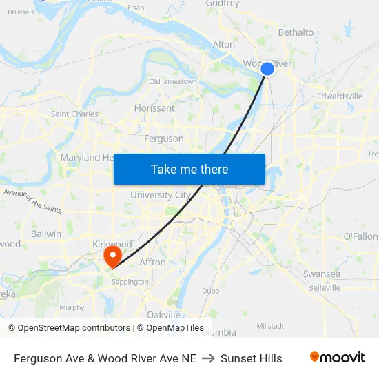 Ferguson Ave & Wood River Ave NE to Sunset Hills map