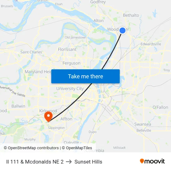 Il 111 & Mcdonalds NE 2 to Sunset Hills map