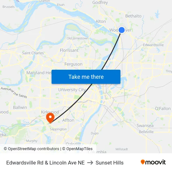 Edwardsville Rd & Lincoln Ave NE to Sunset Hills map