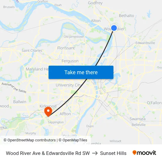 Wood River Ave & Edwardsville Rd SW to Sunset Hills map