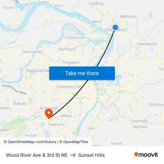 Wood River Ave & 3rd St NE to Sunset Hills map