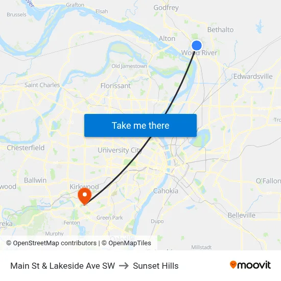 Main St & Lakeside Ave SW to Sunset Hills map