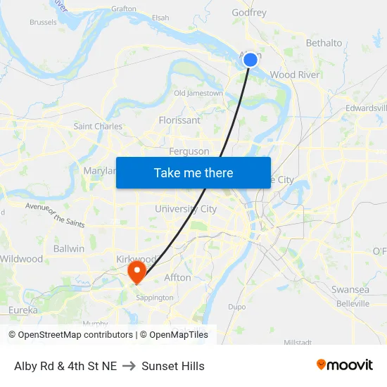Alby Rd & 4th St NE to Sunset Hills map