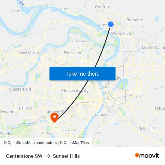 Centerstone SW to Sunset Hills map