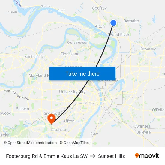 Fosterburg Rd & Emmie Kaus La SW to Sunset Hills map
