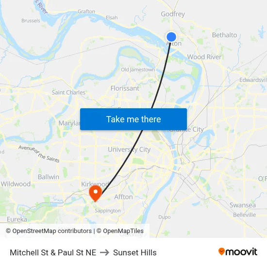Mitchell St & Paul St NE to Sunset Hills map