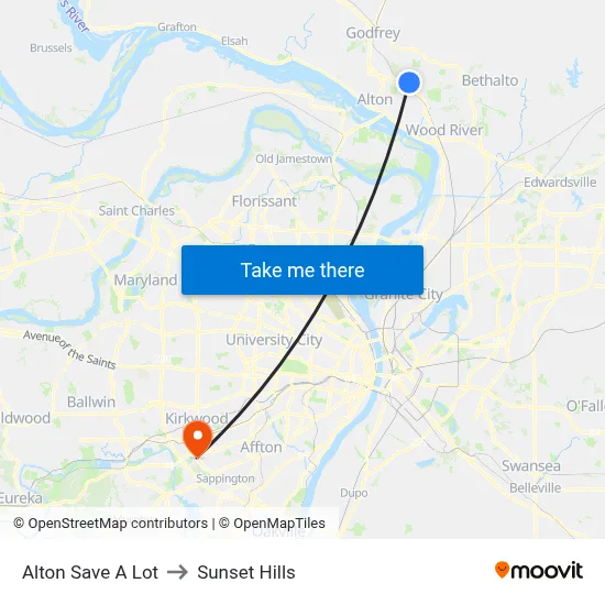 Alton Save A Lot to Sunset Hills map