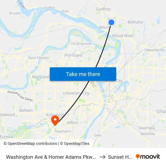 Washington Ave & Homer Adams Pkwy SW to Sunset Hills map