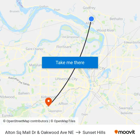 Alton Sq Mall Dr & Oakwood Ave NE to Sunset Hills map