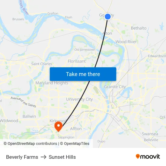 Beverly Farms to Sunset Hills map