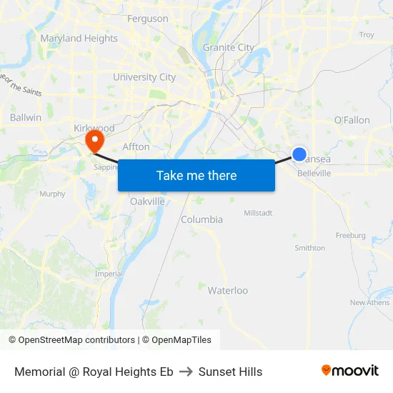 Memorial @ Royal Heights Eb to Sunset Hills map