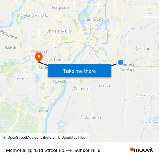 Memorial @ 43rd Street Eb to Sunset Hills map