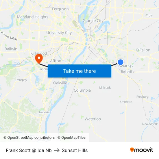 Frank Scott @ Ida Nb to Sunset Hills map