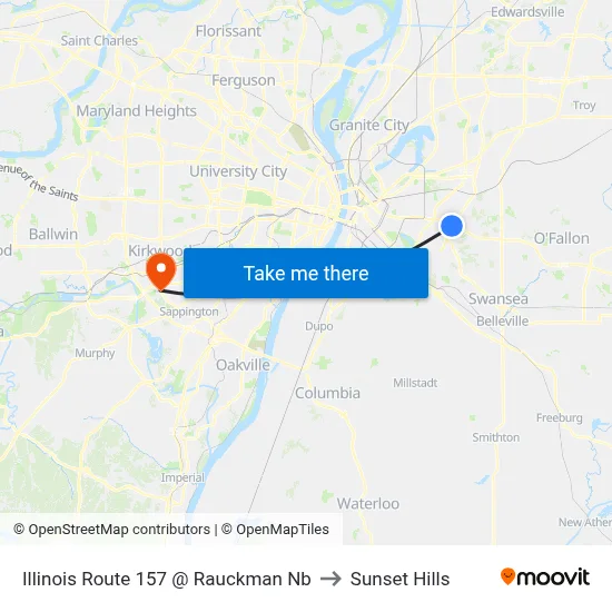 Illinois Route 157 @ Rauckman Nb to Sunset Hills map