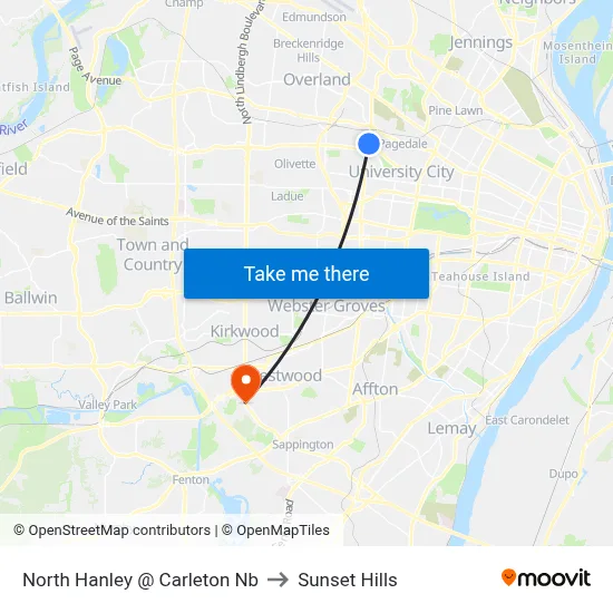 North Hanley @ Carleton Nb to Sunset Hills map