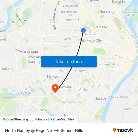 North Hanley @ Page Nb to Sunset Hills map