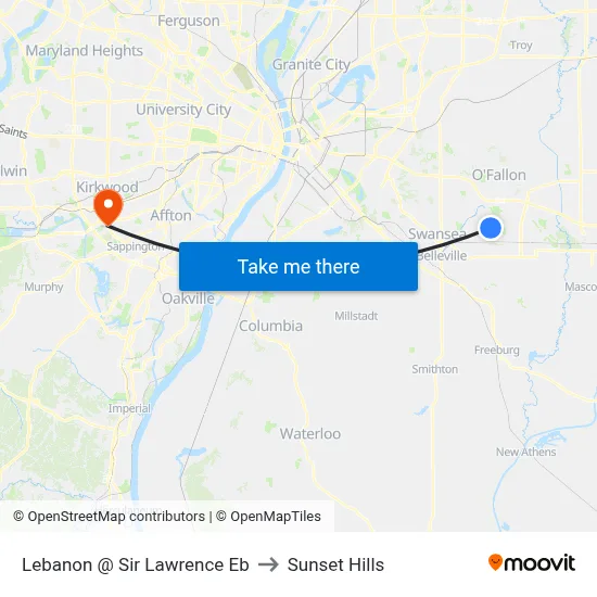 Lebanon @ Sir Lawrence Eb to Sunset Hills map