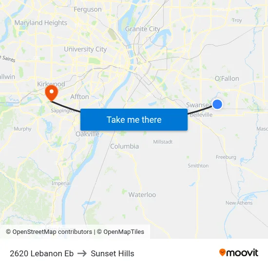2620 Lebanon Eb to Sunset Hills map