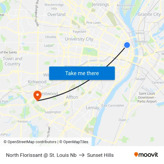North Florissant @ St. Louis Nb to Sunset Hills map