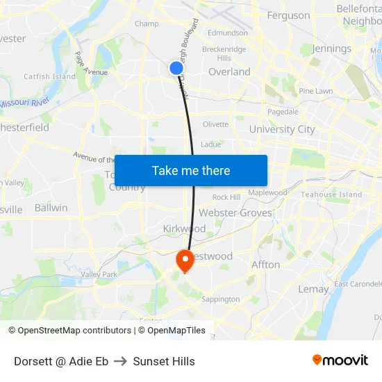 Dorsett @ Adie Eb to Sunset Hills map